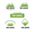 Turf Lawn And Garden Care Company Creative Design Element. Vector Grass And Tree Icon Set For Landscaping Company Royalty Free Stock Photo