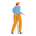 Stylish elderly woman walking with cane. Senior lady with fashion sense. Active aging and independence vector