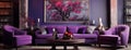 Stylish elegant luxury purple and pink open living room Royalty Free Stock Photo