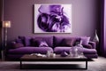 Stylish elegant luxury purple and pink open living room Royalty Free Stock Photo