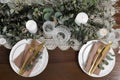 Stylish elegant table setting for festive dinner, flat lay Royalty Free Stock Photo