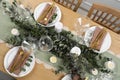 Stylish elegant table setting for festive dinner, flat lay Royalty Free Stock Photo