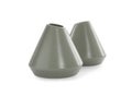 Stylish empty grey ceramic vases isolated