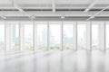 Stylish empty office interior with light concrete floor and panoramic window Royalty Free Stock Photo
