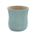 Stylish empty turquoise ceramic vase isolated