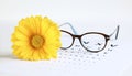 Stylish eyeglasses and eye chart. Royalty Free Stock Photo