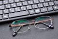 Eyesight glasses with computer keyboard