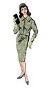 Stylish fashion dressed girl 1950s 1960s style
