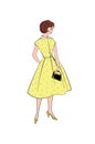 Stylish fashion dressed girl 1950`s 1960`s style: Female dress