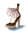 Stylish fashion shoes design, accessories illustration sketch