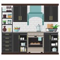 Stylish and fashionable kitchen in simple colors. Vector illustration on the theme of the interior Royalty Free Stock Photo