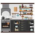 Stylish and fashionable kitchen in simple colors. Vector illustration on the theme of the interior Royalty Free Stock Photo