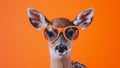 Stylish Fawn Portrait Adorable Baby Deer Wearing Trendy Sunglasses Royalty Free Stock Photo