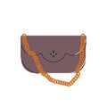 Stylish female purse. Cartoon woman elegant crossbody bag, fashionable casual handbag. Vector flat illustration