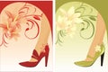 Stylish female shoes. Compositions for card