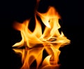 Stylish fire flames reflected in water