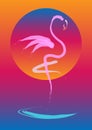 Stylish flat design flamingo Icon. Vector silhouette of flamingo. Name design for the company.