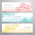 Stylish floral banners set of three Royalty Free Stock Photo