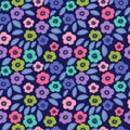 Stylish floral seamless pattern with multi-colored poppies