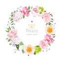 Stylish floral vector design round frame Royalty Free Stock Photo