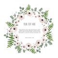 Stylish floral vector design round frame. Royalty Free Stock Photo