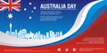 Stylish flyer, with Australia Flag Style and wave design Royalty Free Stock Photo