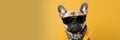 A Stylish French Bulldog Sporting A Trendy Outfit Including A Jacket Tie And Glasses Posing Confiden