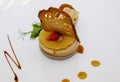 Stylish fresh trendy new french foie gras on a plate with cracker