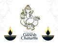 Stylish ganesh chaturthi banner with lord ganesha and diya design Royalty Free Stock Photo