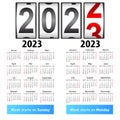 Stylish German calendar for 2023. In German and English