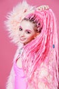 Long pink dreadlocks Royalty Free Stock Photo