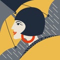 Stylish girl with umbrella under the rain Royalty Free Stock Photo