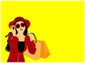 Stylish Girl Wearing sun glass and hat With Shopping Bags Vector Art Royalty Free Stock Photo