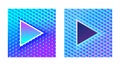 Stylish glamor play buttons on a brilliant blue pink background