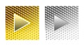 Stylish glamor play buttons on a brilliant gold and silver background