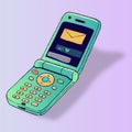 stylish glamorous old fashion phone in acid green color