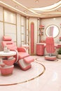 Stylish and Glamorous Pink Beauty Salon Interior with a Modern Twist. Vertical Photo