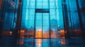 Stylish glass loft space boasts high-tech elevator doors for convenience