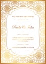 Stylish Gold and White Wedding Card. Royal Vintage Wedding Invitation template. Save the date card. Trendy design with geometric Royalty Free Stock Photo