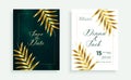 Stylish golden leaves premium wedding card invitation design