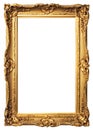 Stylish golden picture frame vintage style isolated on white background. digital illustration. Generative AI