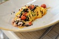 Italian food design - Stylish gourmet pasta with fish cuisine