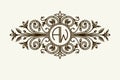 Stylish graceful monogram , Elegant line art logo design in Victorian style Royalty Free Stock Photo