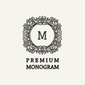 Stylish graceful monogram in Victorian Style Royalty Free Stock Photo