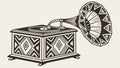 Stylish Gramophone with Modern Geometric Patterns Vector, vector design Generative AI Royalty Free Stock Photo