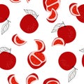 Stylish grapefruit seamless pattern in hand drawn scandinavian style on whitebackground. Summer design.