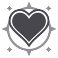 Stylish Graphic Heart Icon with Compass Rose and Star Burst Elements Royalty Free Stock Photo