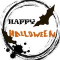 Stylish graphical grunge Halloween card with black silhouette of bats and text Happy Halloween