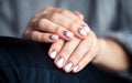 Stylish gray manicure with overflowing! Fashion, hands, fingers
