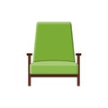 Stylish green comfortable armchair in flat style isolated on white background. Part of the interior of a living room or Royalty Free Stock Photo